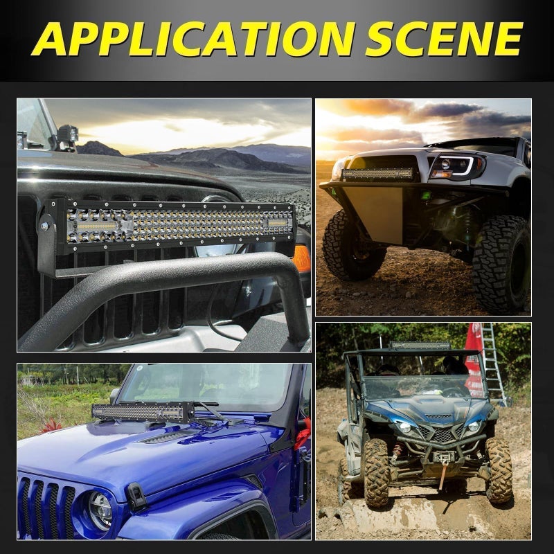 AKD Part 20 Inch LED Light Bar, AKD Part 150W Spot Flood Combo Off Road Driving Light Quad Row Super Bright LED Work Light Bumper Grille LED Bar Lights for Truck Pickup SUV UTV ATV Tractor Golf Cart Boat - Image 5
